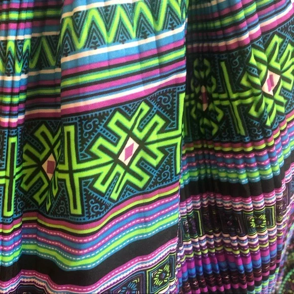 60s Vintage Psychedelic Pleated Skirt - Picture 7 of 10